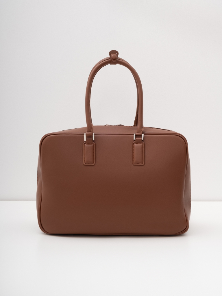 Rechteckige Tasche aus Eco-Leder mit kurzen Griffen