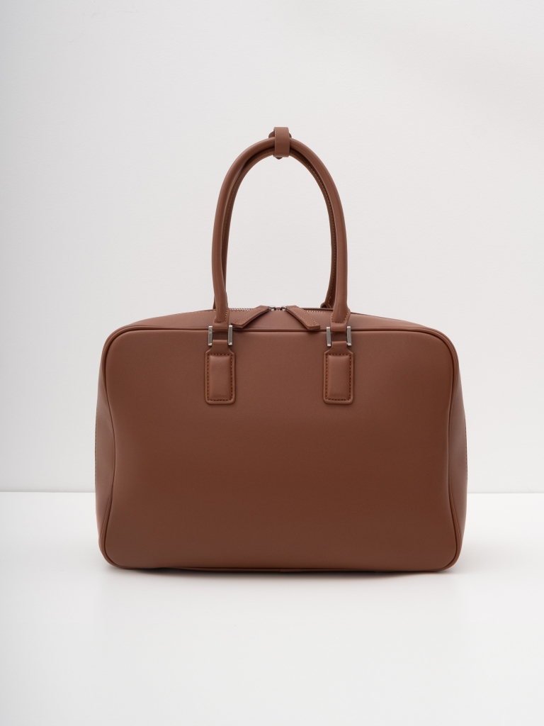 Rechteckige Tasche aus Eco-Leder mit kurzen Griffen