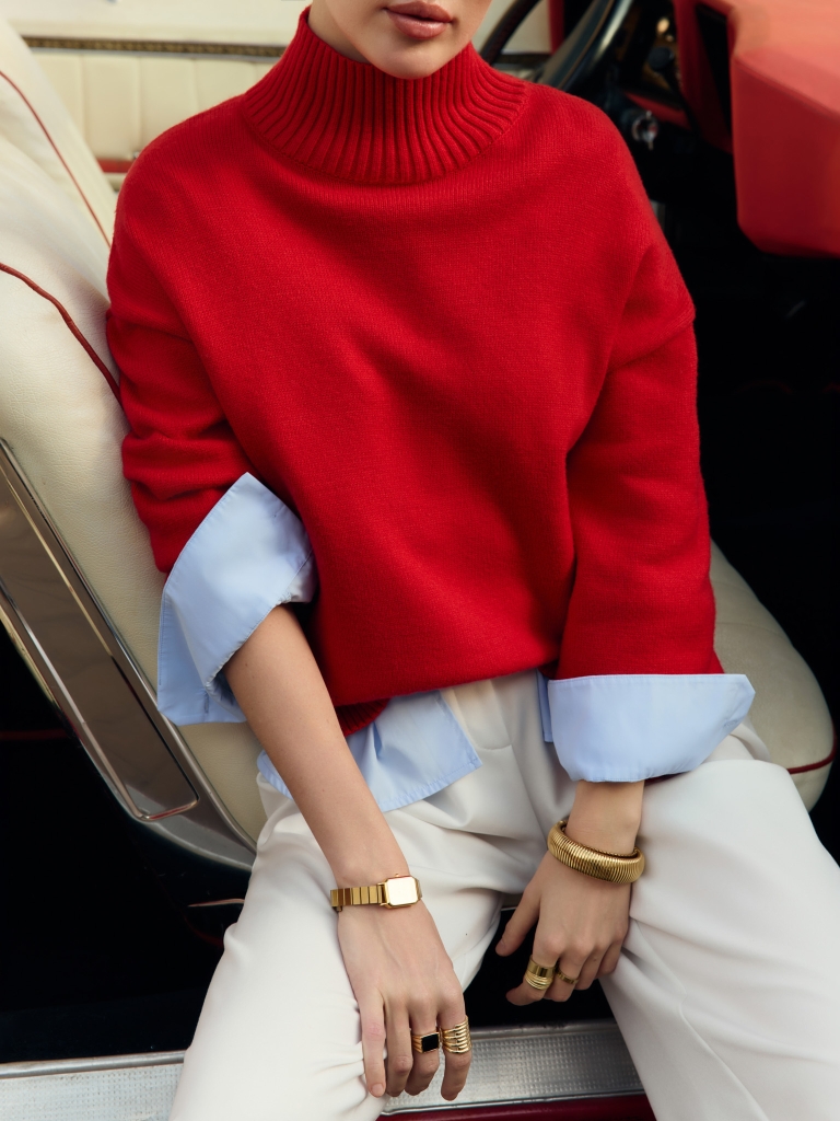 Knitted jumper with ribbed details
