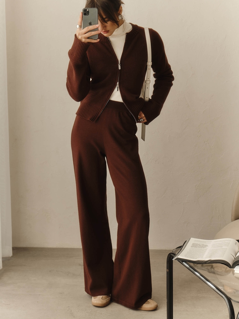 Flared jersey trousers