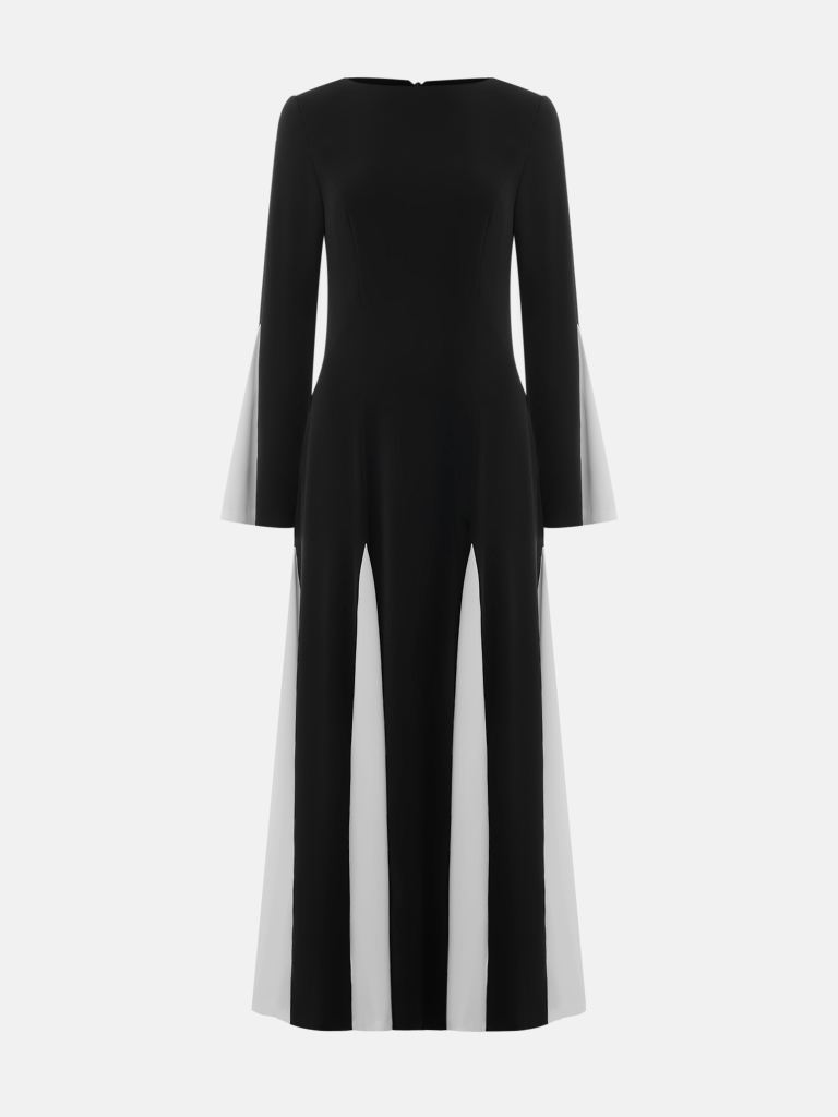 Knitted maxi dress with triangular inserts