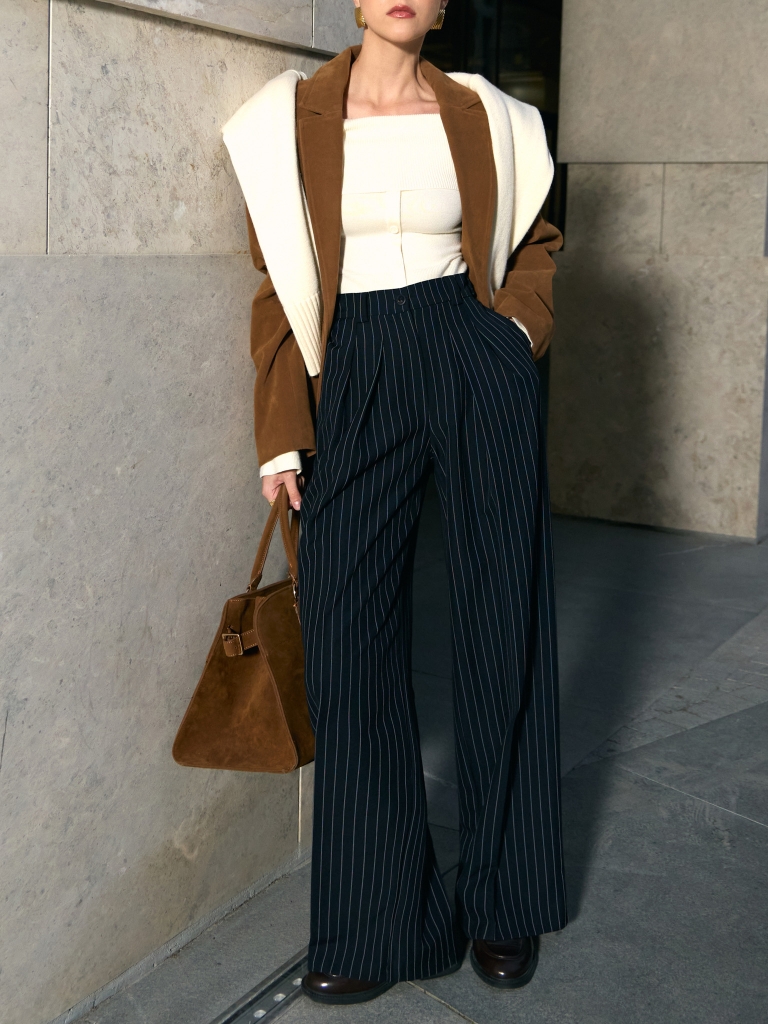 Loose pinstripe trousers