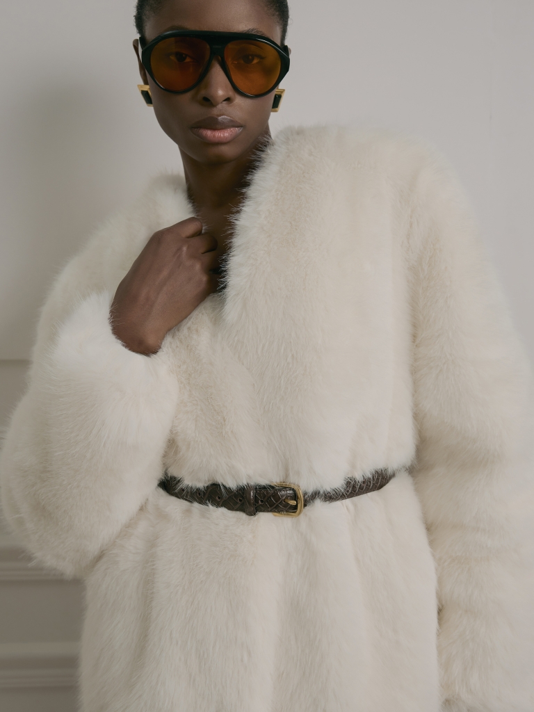 Short eco-fur coat without collar :: LICHI - Online fashion store