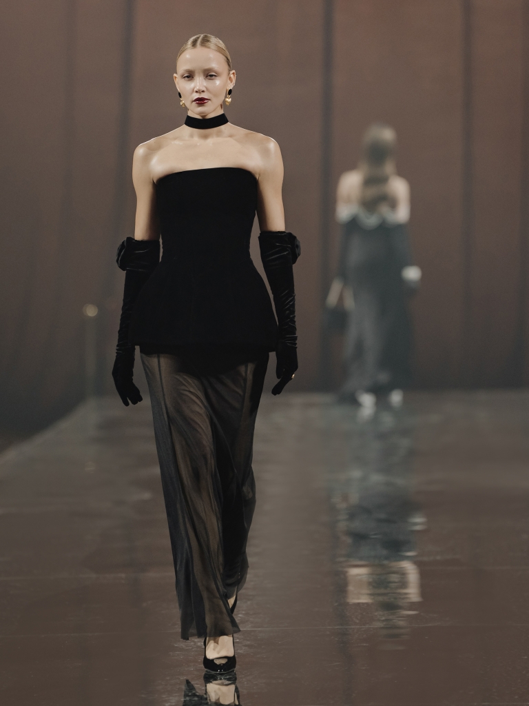 Set of micro shorts and semi-transparent floor-length skirt