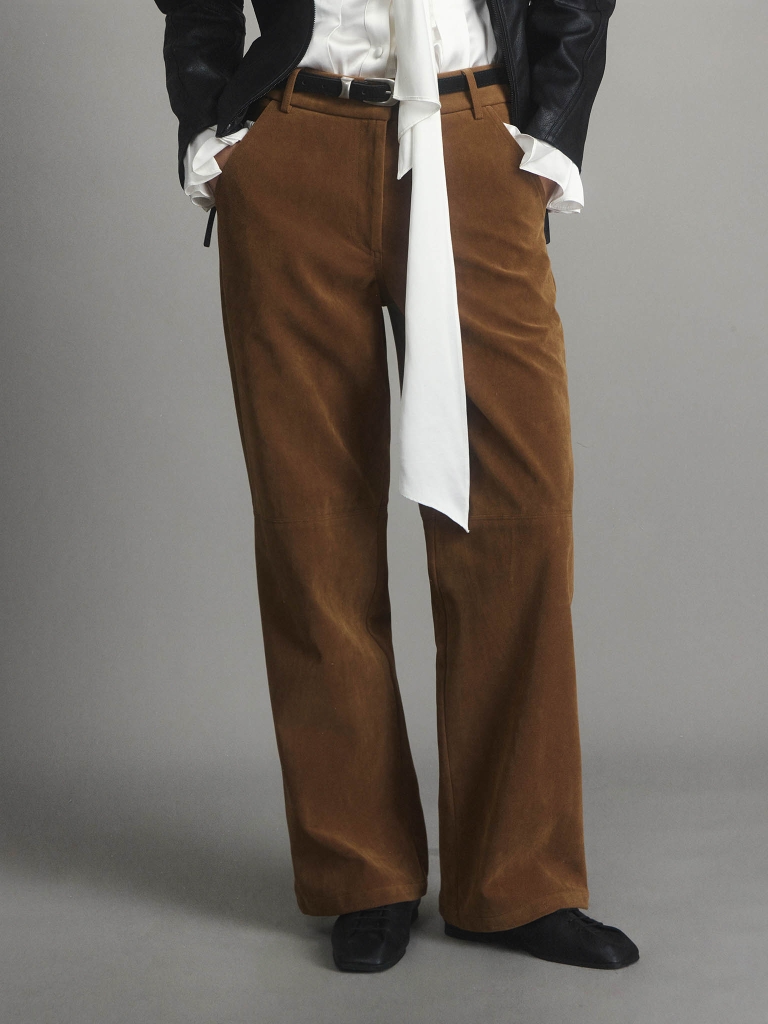 Eco-suede loose trousers