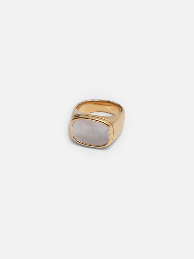 Golden ring with contrasting insert