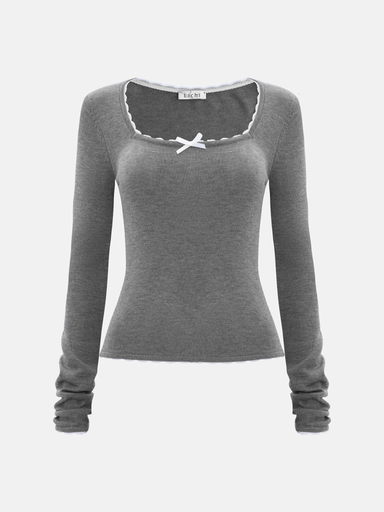 Jersey longsleeve with contrasting collar decoration
