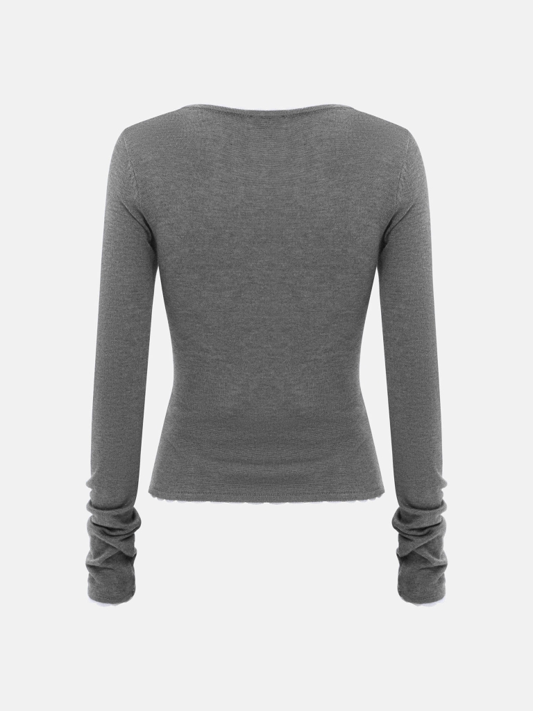Jersey longsleeve with contrasting collar decoration