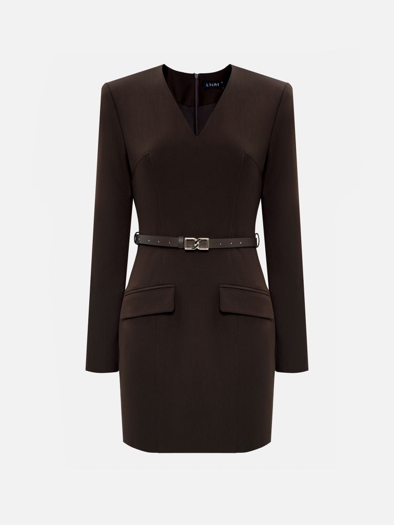 Minikleid mit Eco-Ledergürtel
