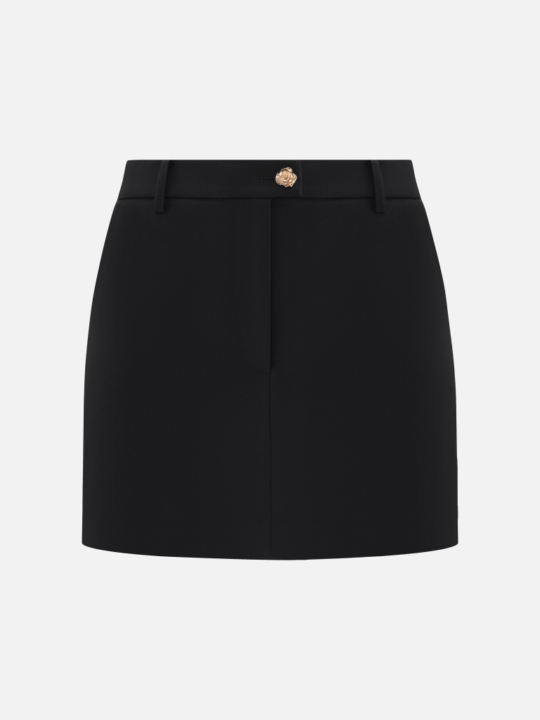 Straight mini skirt with flower buttons