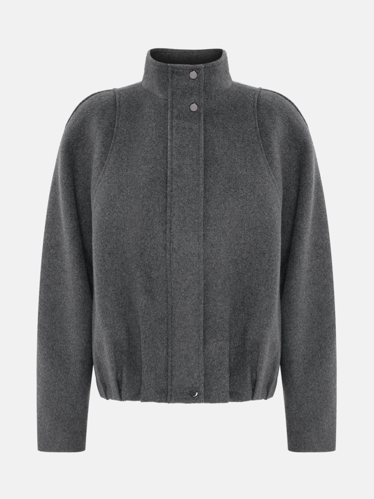 Loose bomber in woollen fabric
