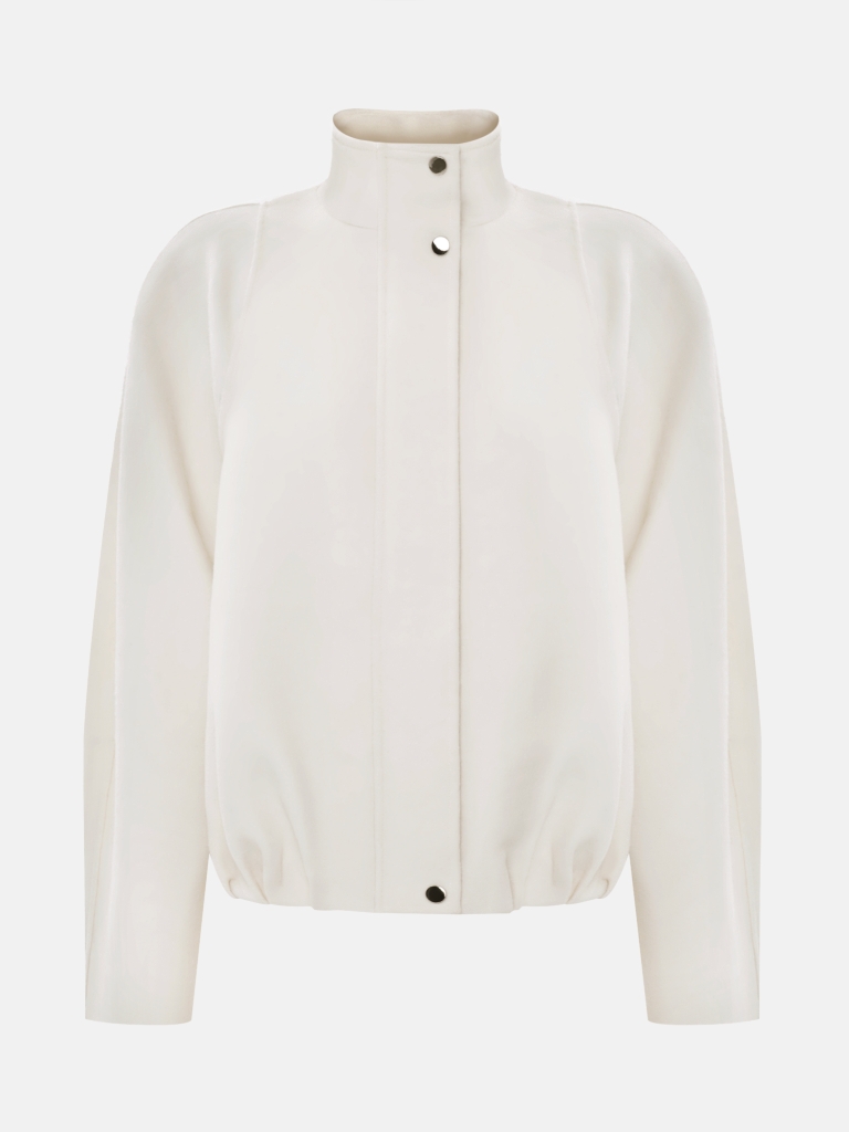Loose bomber in woollen fabric