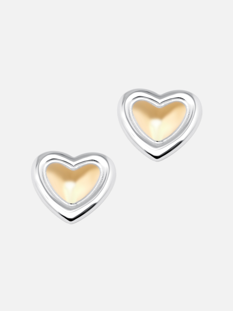 Two metal heart earrings