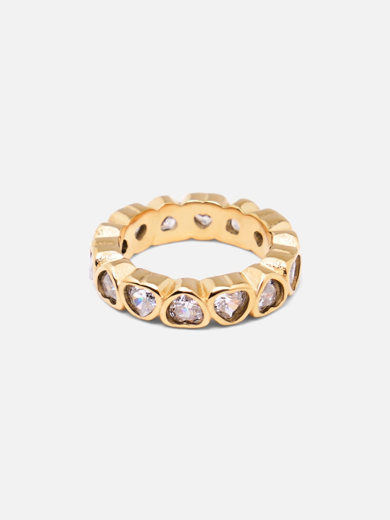 Ring with heart-shaped zircons