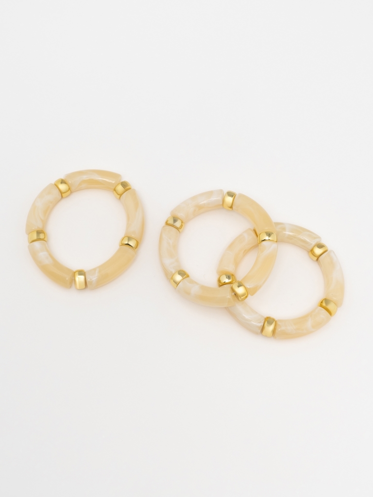 Set of three bracelets with golden inserts