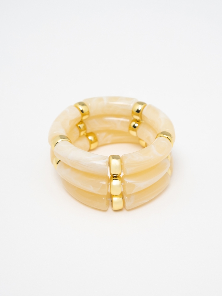 Set of three bracelets with golden inserts