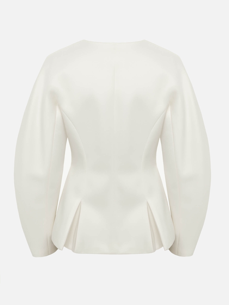 Jacket with voluminous sleeves and waist pleats