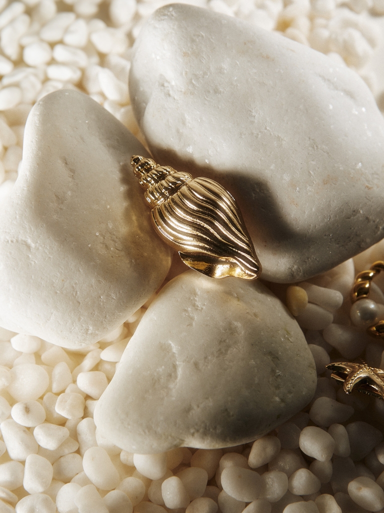 Golden hair clip with marine decor