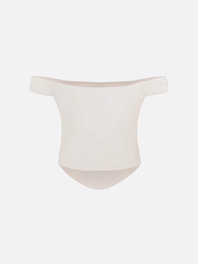 Корсетный топ из сатина с асимметричными косточками