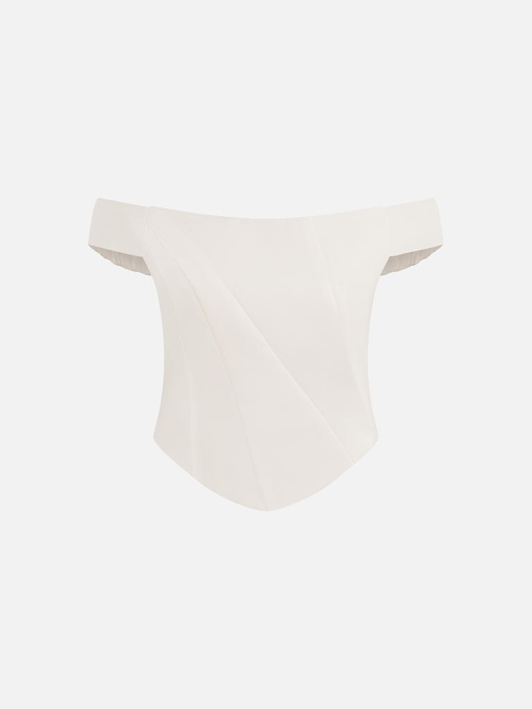 Корсетный топ из сатина с асимметричными косточками