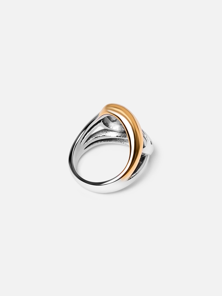 Two metal accent ring with large rhinestones