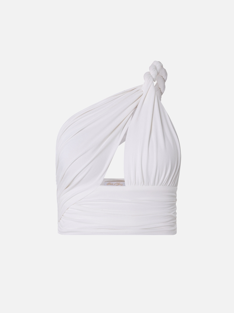 One shoulder jersey top with twisted shoulder strap :: LICHI