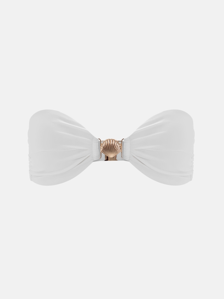 Strapless bikini top with shell decor