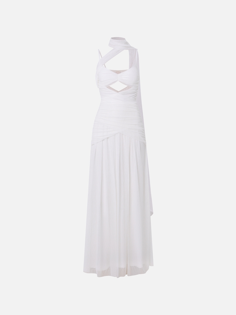 Платье макси из шифона с длинным шарфом :: LICHI - Online fashion