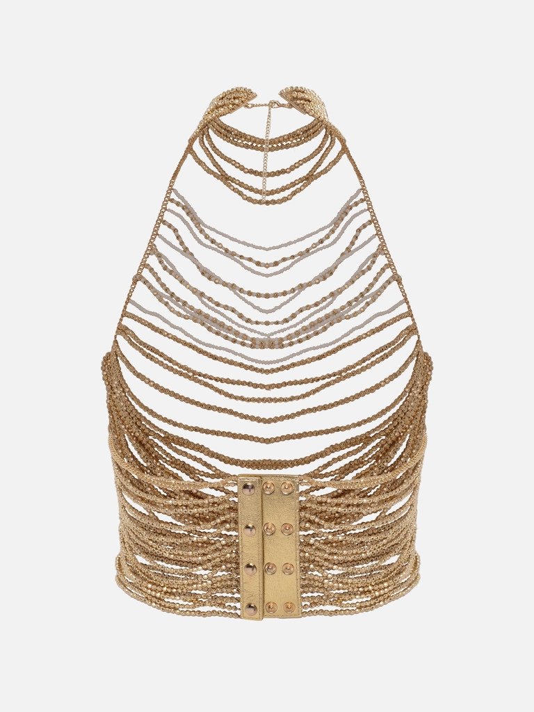 Декоративный топ из крупных бусин