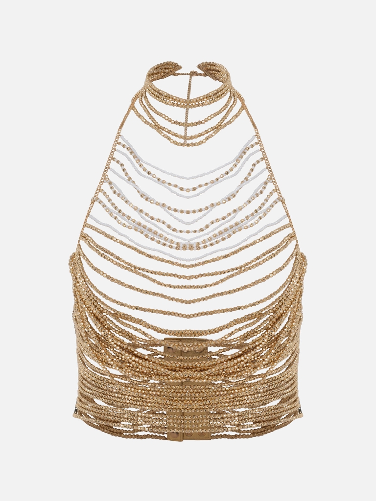 Декоративный топ из крупных бусин