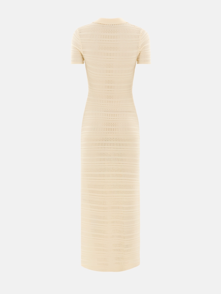 Knitted maxi dress with polo collar