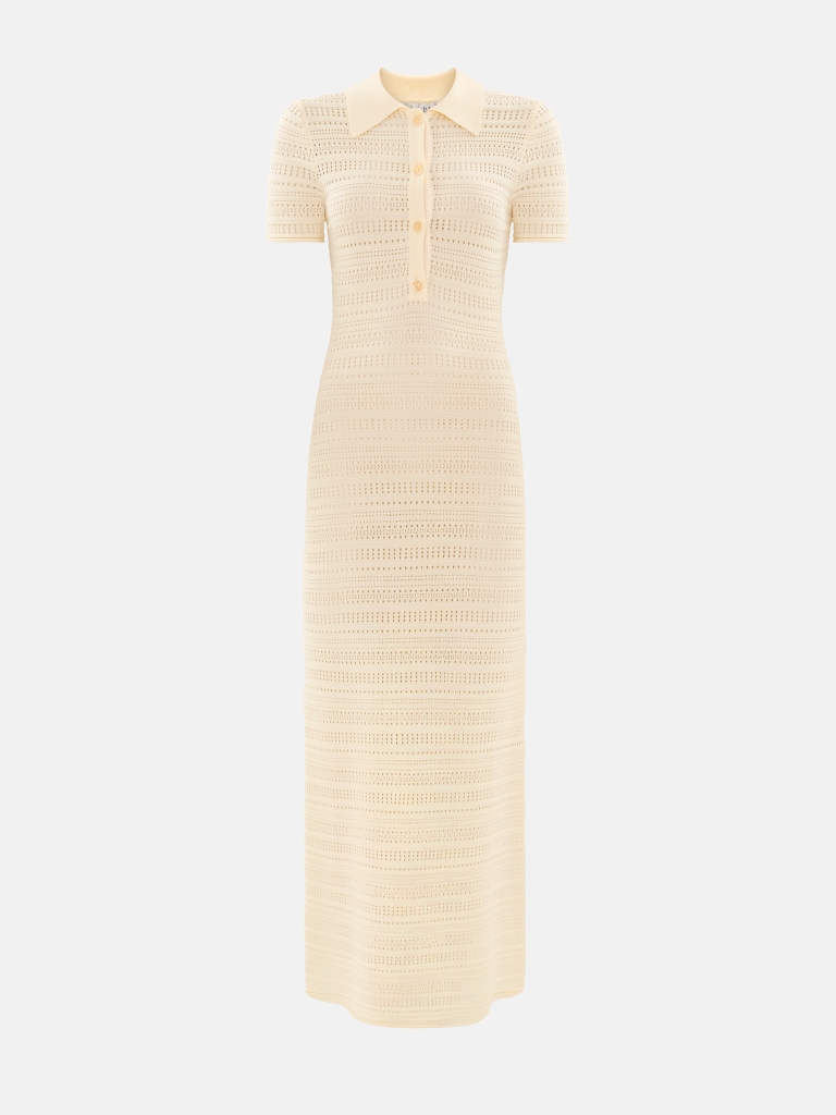 Knitted maxi dress with polo collar