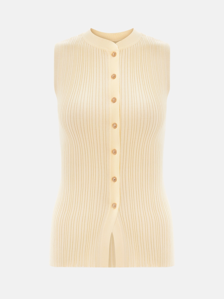 Rib-knit top with golden buttons