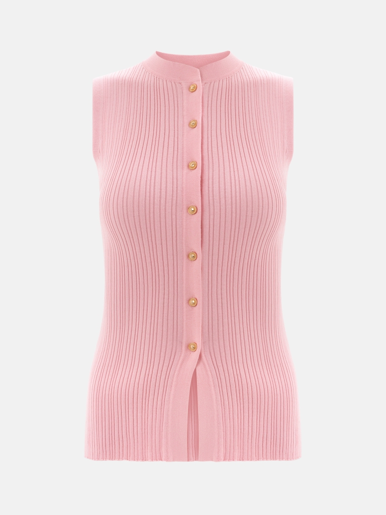Rib-knit top with golden buttons