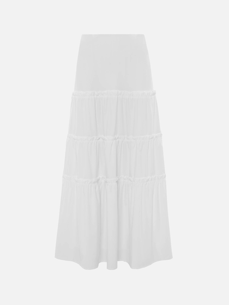 Ярусная юбка макси с оборками