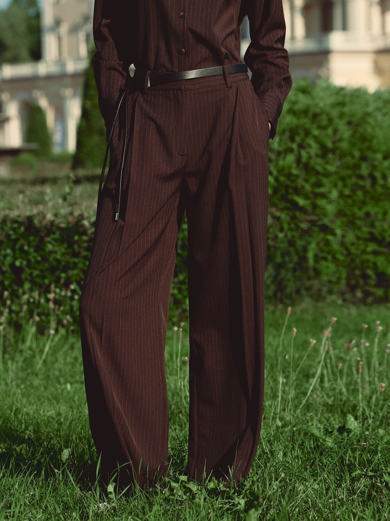 Loose pinstripe trousers