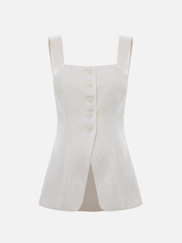 Flared waistcoat with tonal buttons