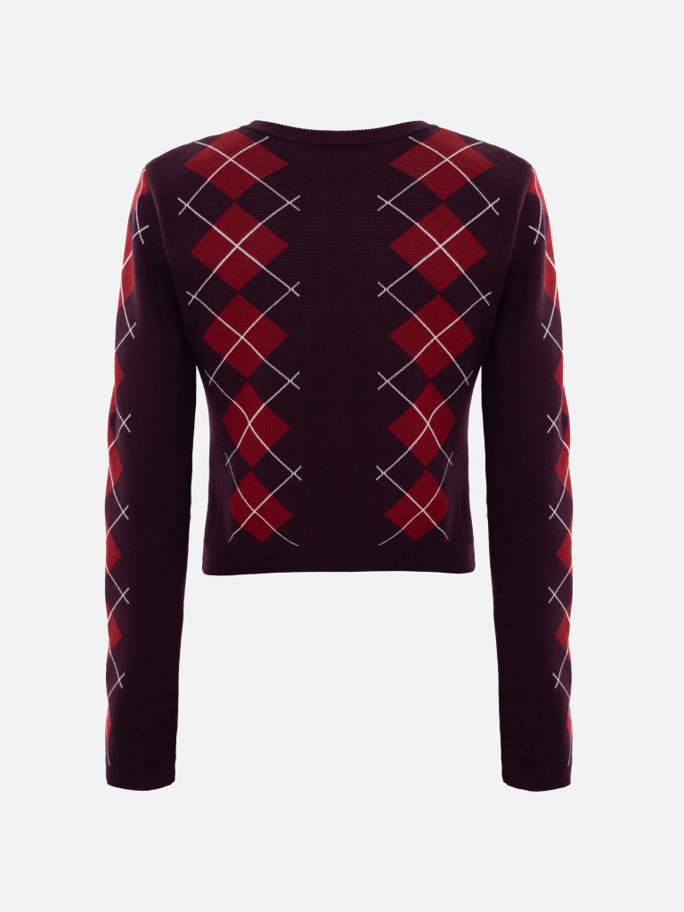 Straight cardigan with contrasting ornaments