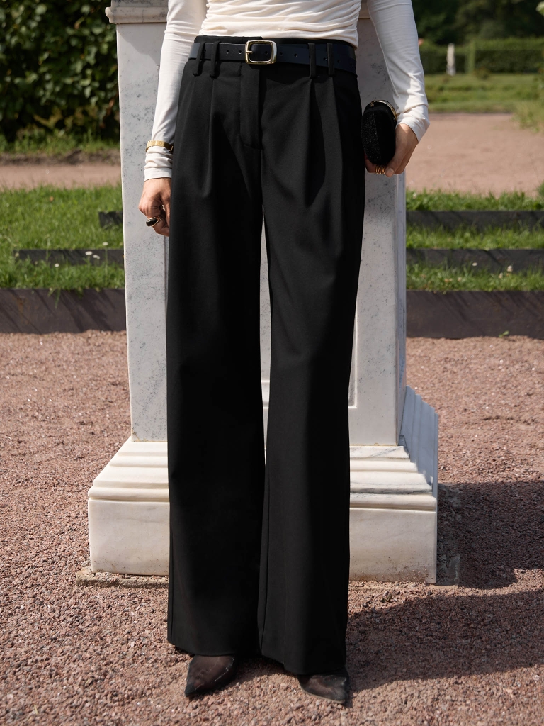 Flared suiting trousers with waist pleats