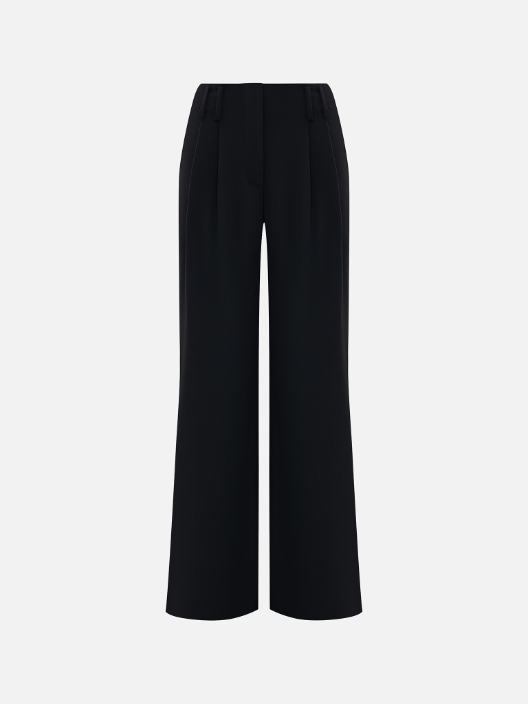 Flared suiting trousers with waist pleats