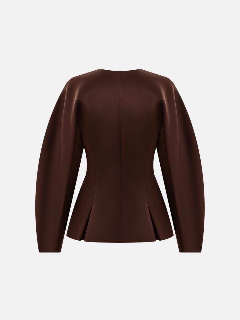 Jacket with voluminous sleeves and waist pleats