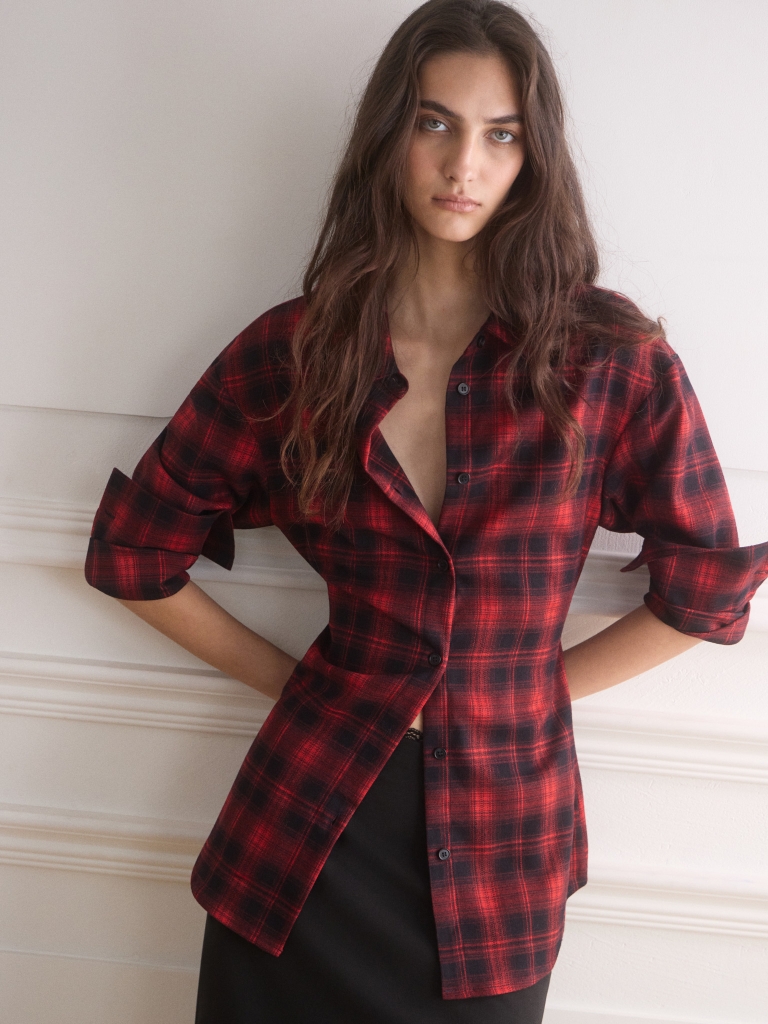 Flared checked shirt