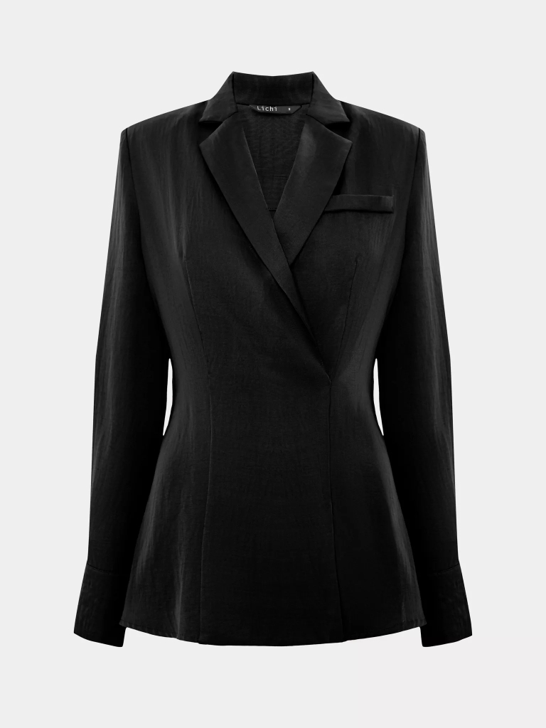 Fitted blouse with wrap imitation 