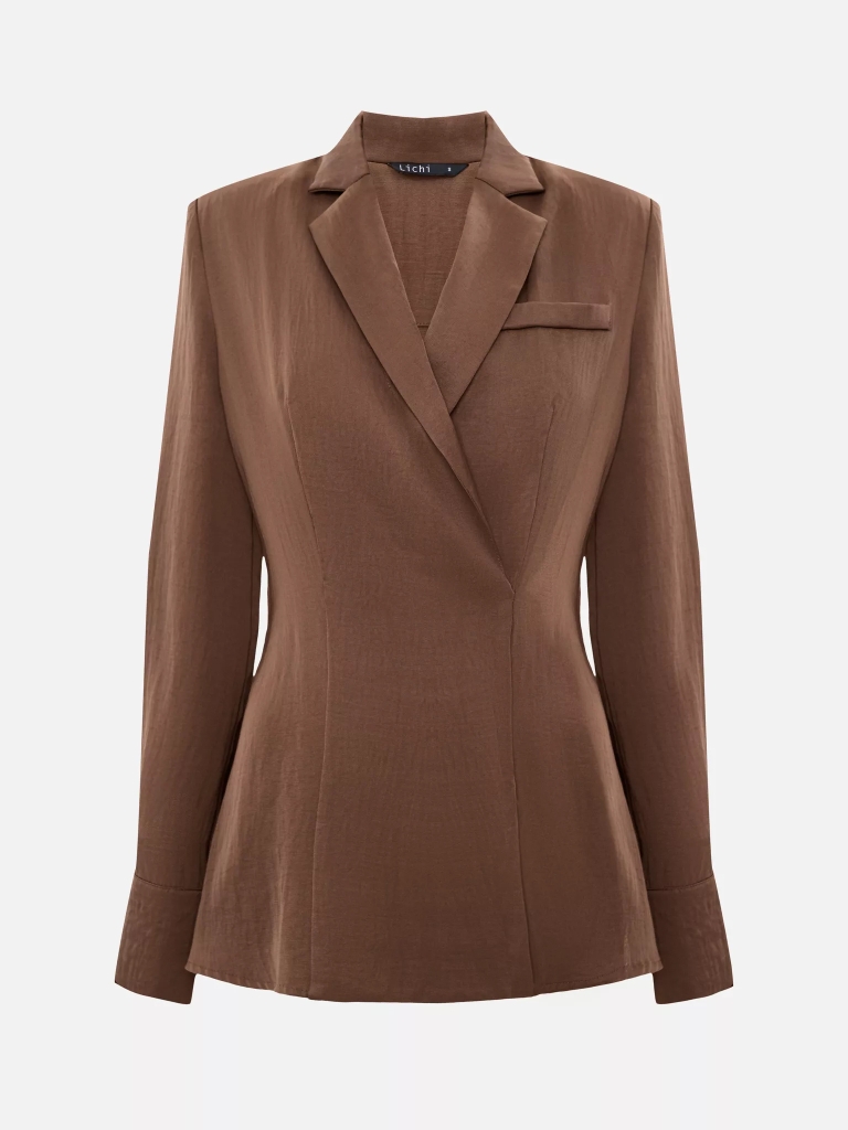 Fitted blouse with wrap imitation 
