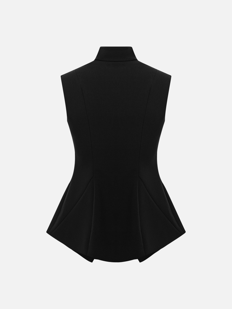 Flared waistcoat with chest pockets and square buttons
