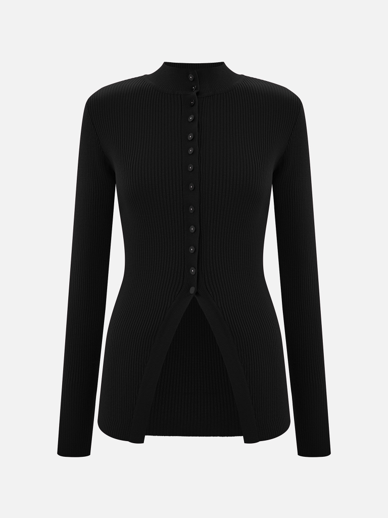 Smooth knitted cardigan with small buttons