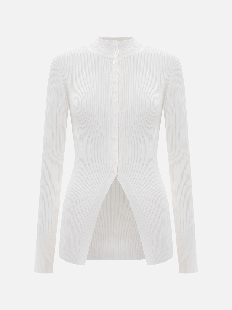 Smooth knitted cardigan with small buttons