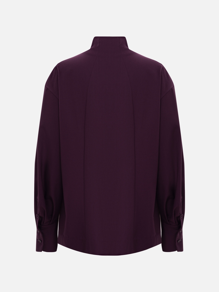 Complex cut shirt with hidden button fastening