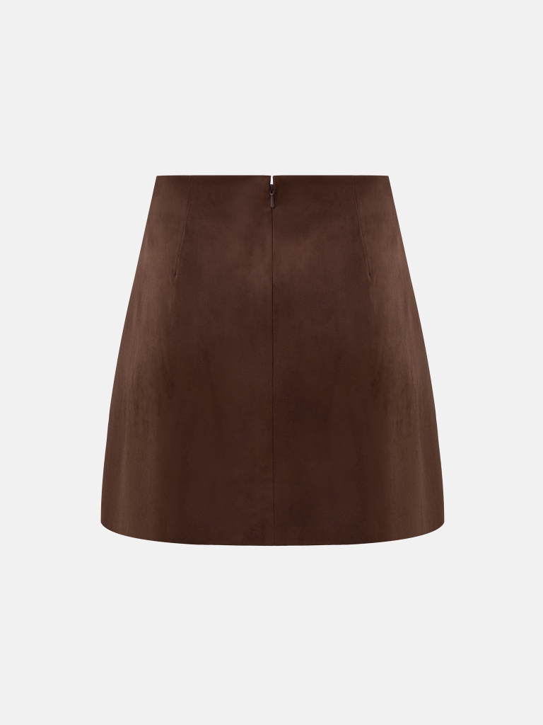 Straight eco-suede mini skirt