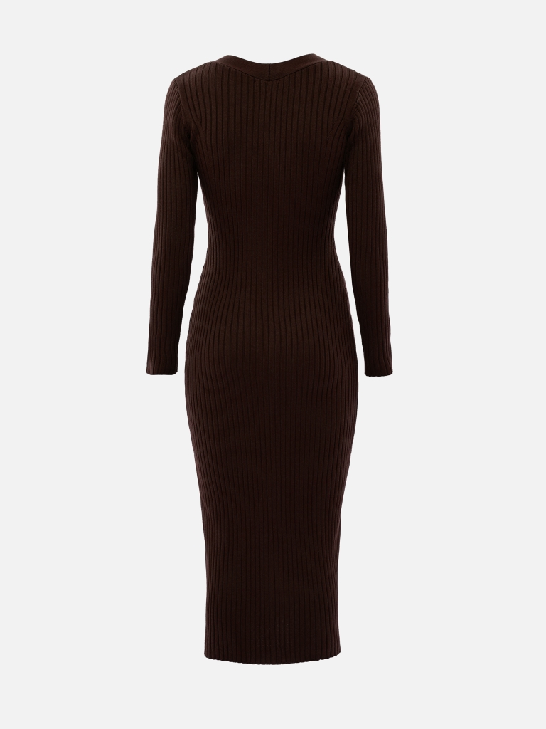 Viscose midi dress with golden buttons